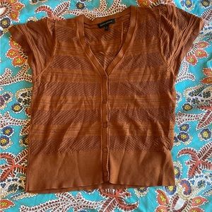 Banana Republic medium flutter sleeve pointelle cardigan copper